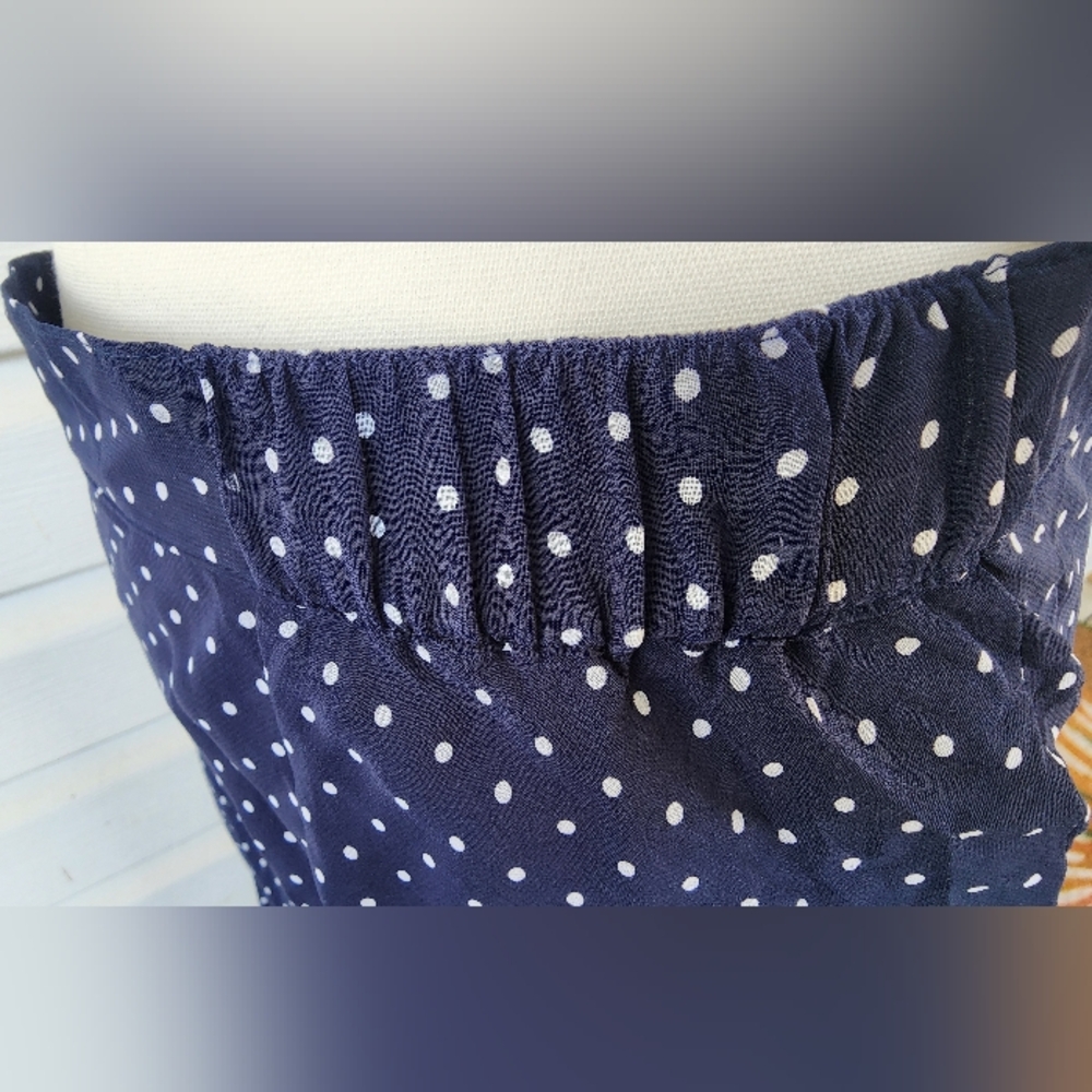 NWT! Y2K Jaclyn Smith Navy Polka Dot Flowy Summer Midi Skirt! Beautuful - Picture 12 of 16